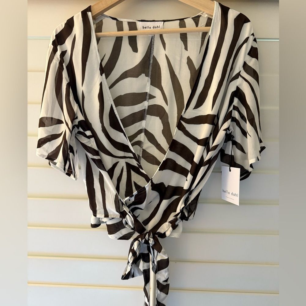 Bella Dahl Black and White Wrap Blouse